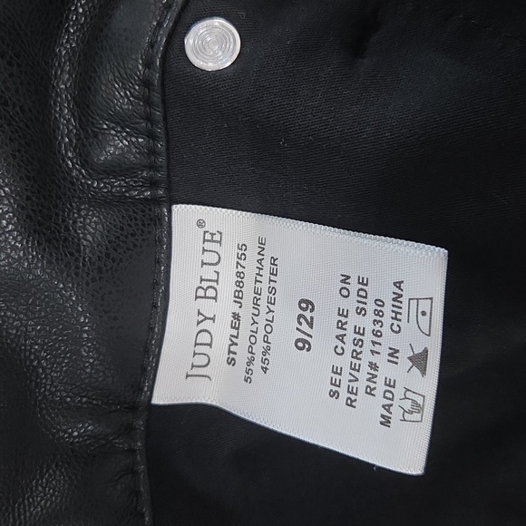 Judy Blue Faux Leather Pants Straight Leg High Rise Tummy Control Black 9/29 - Picture 7 of 9